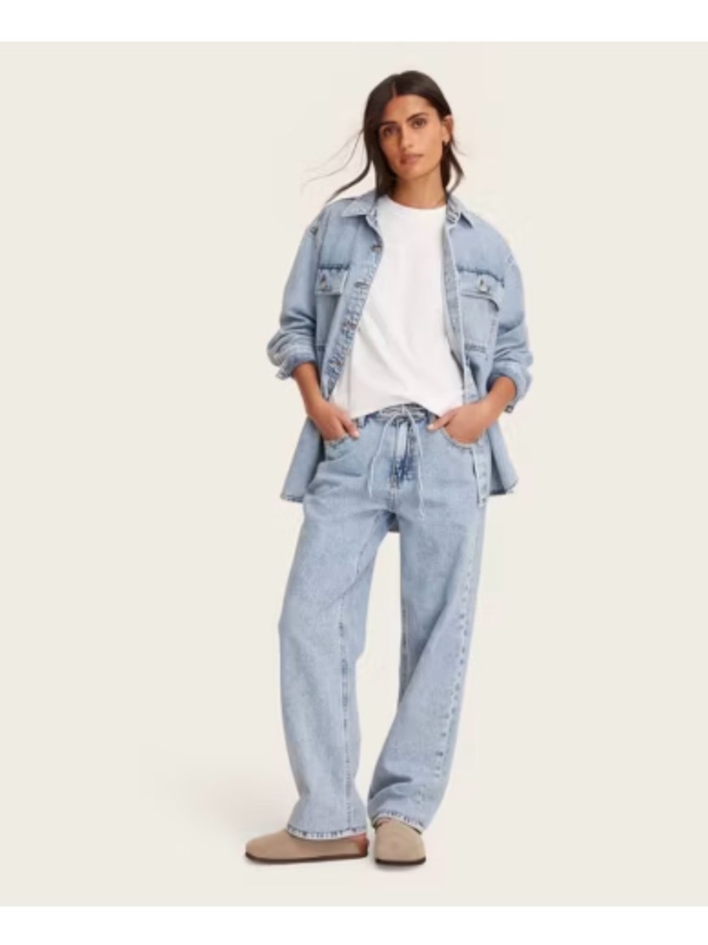 *NWT* - Parke x Target - Mid-Rise Drawstring Baggy Jeans - Light Wash